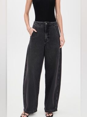 Pistola Lottie High Rise Relaxed Bowed Leg Jeans Zen Black Size 26 NWT